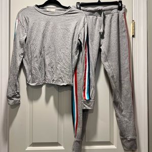 Ocean Drive matching set - gray long sleeve t shirt & joggers with stripes